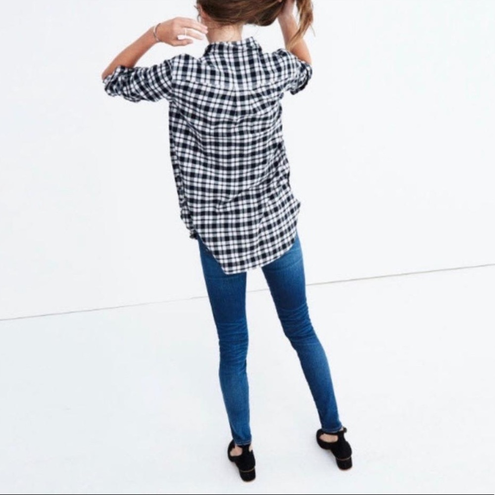 Madewell Oversized Black and White Flannel